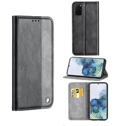 Classic Business Ultra Slim Magnetic Sucking Stitching Flip Cover for Samsung Galaxy S20 Plus - Silver Gray