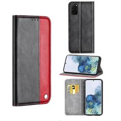 Classic Business Ultra Slim Magnetic Sucking Stitching Flip Cover for Samsung Galaxy S20 Plus - Red