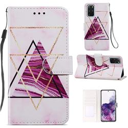 Three-color Marble Smooth Leather Phone Wallet Case for Samsung Galaxy S20 Plus