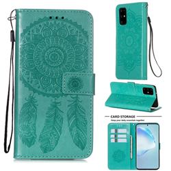 Embossing Dream Catcher Mandala Flower Leather Wallet Case for Samsung Galaxy S20 Plus - Green