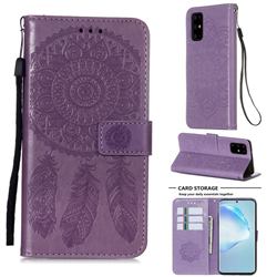 Embossing Dream Catcher Mandala Flower Leather Wallet Case for Samsung Galaxy S20 Plus - Purple
