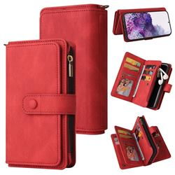 Luxury Multi-functional Zipper Wallet Leather Phone Case Cover for Samsung Galaxy S20 Plus - Red