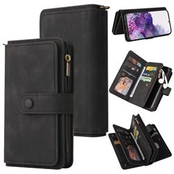 Luxury Multi-functional Zipper Wallet Leather Phone Case Cover for Samsung Galaxy S20 Plus - Black