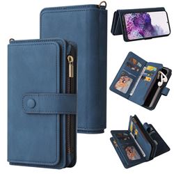 Luxury Multi-functional Zipper Wallet Leather Phone Case Cover for Samsung Galaxy S20 Plus - Blue