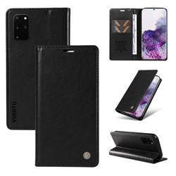 YIKATU Litchi Card Magnetic Automatic Suction Leather Flip Cover for Samsung Galaxy S20 Plus - Black