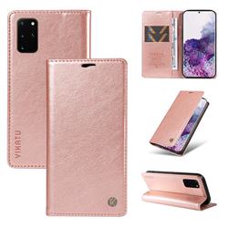 YIKATU Litchi Card Magnetic Automatic Suction Leather Flip Cover for Samsung Galaxy S20 Plus - Rose Gold