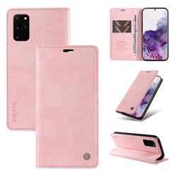 YIKATU Litchi Card Magnetic Automatic Suction Leather Flip Cover for Samsung Galaxy S20 Plus - Pink