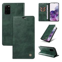 YIKATU Litchi Card Magnetic Automatic Suction Leather Flip Cover for Samsung Galaxy S20 Plus - Green
