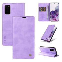 YIKATU Litchi Card Magnetic Automatic Suction Leather Flip Cover for Samsung Galaxy S20 Plus - Purple
