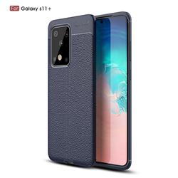 Luxury Auto Focus Litchi Texture Silicone TPU Back Cover for Samsung Galaxy S20 Ultra / S11 Plus - Dark Blue