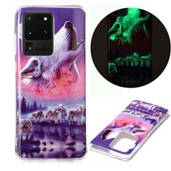 Wolf Howling Noctilucent Soft TPU Back Cover for Samsung Galaxy S20 Ultra / S11 Plus