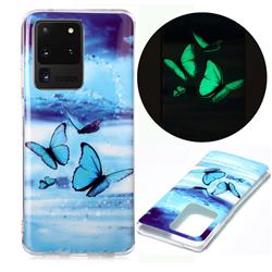 Flying Butterflies Noctilucent Soft TPU Back Cover for Samsung Galaxy S20 Ultra / S11 Plus