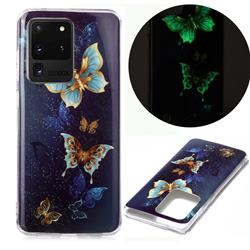 Golden Butterflies Noctilucent Soft TPU Back Cover for Samsung Galaxy S20 Ultra / S11 Plus