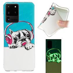 Headphone Puppy Noctilucent Soft TPU Back Cover for Samsung Galaxy S20 Ultra / S11 Plus