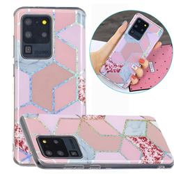 Pink Marble Painted Galvanized Electroplating Soft Phone Case Cover for Samsung Galaxy S20 Ultra