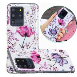 Magnolia Painted Galvanized Electroplating Soft Phone Case Cover for Samsung Galaxy S20 Ultra