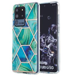 Green Glacier Marble Pattern Galvanized Electroplating Protective Case Cover for Samsung Galaxy S20 Ultra