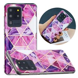 Purple Dream Triangle Painted Marble Electroplating Protective Case for Samsung Galaxy S20 Ultra