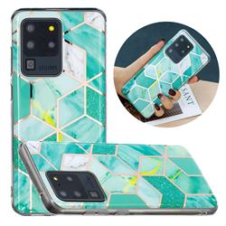 Green Glitter Painted Marble Electroplating Protective Case for Samsung Galaxy S20 Ultra