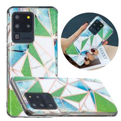 Green Triangle Painted Marble Electroplating Protective Case for Samsung Galaxy S20 Ultra