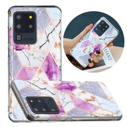 Purple and White Painted Marble Electroplating Protective Case for Samsung Galaxy S20 Ultra