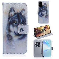 Snow Wolf PU Leather Wallet Case for Samsung Galaxy S20 Ultra / S11 Plus