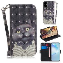 Cat Embrace 3D Painted Leather Wallet Phone Case for Samsung Galaxy S20 Ultra / S11 Plus