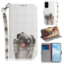 Pug Dog 3D Painted Leather Wallet Phone Case for Samsung Galaxy S20 Ultra / S11 Plus