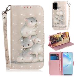 Three Squirrels 3D Painted Leather Wallet Phone Case for Samsung Galaxy S20 Ultra / S11 Plus