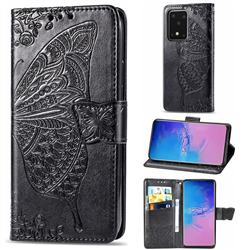 Embossing Mandala Flower Butterfly Leather Wallet Case for Samsung Galaxy S20 Ultra / S11 Plus - Black