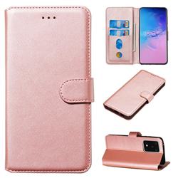 Retro Calf Matte Leather Wallet Phone Case for Samsung Galaxy S20 Ultra / S11 Plus - Pink