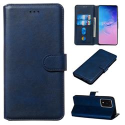Retro Calf Matte Leather Wallet Phone Case for Samsung Galaxy S20 Ultra / S11 Plus - Blue