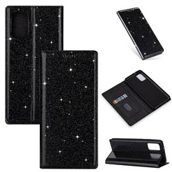 Ultra Slim Glitter Powder Magnetic Automatic Suction Leather Wallet Case for Samsung Galaxy S20 Ultra / S11 Plus - Black