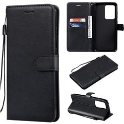 Retro Greek Classic Smooth PU Leather Wallet Phone Case for Samsung Galaxy S20 Ultra / S11 Plus - Black