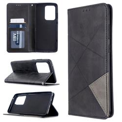 Prismatic Slim Magnetic Sucking Stitching Wallet Flip Cover for Samsung Galaxy S20 Ultra / S11 Plus - Black