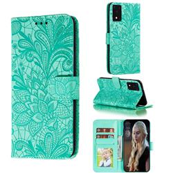 Intricate Embossing Lace Jasmine Flower Leather Wallet Case for Samsung Galaxy S20 Ultra / S11 Plus - Green