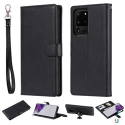 Retro Greek Detachable Magnetic PU Leather Wallet Phone Case for Samsung Galaxy S20 Ultra / S11 Plus - Black