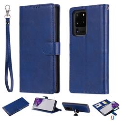 Retro Greek Detachable Magnetic PU Leather Wallet Phone Case for Samsung Galaxy S20 Ultra / S11 Plus - Blue