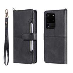 Retro Multi-functional Detachable Leather Wallet Phone Case for Samsung Galaxy S20 Ultra / S11 Plus - Black