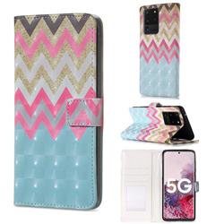 Color Wave 3D Painted Leather Phone Wallet Case for Samsung Galaxy S20 Ultra / S11 Plus