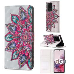 Mandara Flower 3D Painted Leather Phone Wallet Case for Samsung Galaxy S20 Ultra / S11 Plus