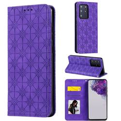 Intricate Embossing Four Leaf Clover Leather Wallet Case for Samsung Galaxy S20 Ultra / S11 Plus - Purple
