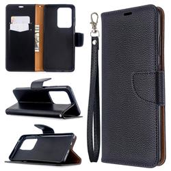 Classic Luxury Litchi Leather Phone Wallet Case for Samsung Galaxy S20 Ultra / S11 Plus - Black