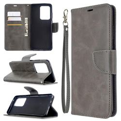Classic Sheepskin PU Leather Phone Wallet Case for Samsung Galaxy S20 Ultra / S11 Plus - Gray