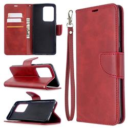 Classic Sheepskin PU Leather Phone Wallet Case for Samsung Galaxy S20 Ultra / S11 Plus - Red