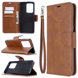 Classic Sheepskin PU Leather Phone Wallet Case for Samsung Galaxy S20 Ultra / S11 Plus - Brown