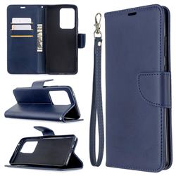 Classic Sheepskin PU Leather Phone Wallet Case for Samsung Galaxy S20 Ultra / S11 Plus - Blue