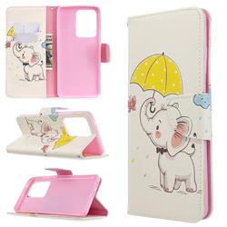 Umbrella Elephant Leather Wallet Case for Samsung Galaxy S20 Ultra / S11 Plus