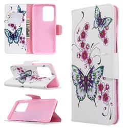 Peach Butterflies Leather Wallet Case for Samsung Galaxy S20 Ultra / S11 Plus