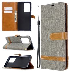 Jeans Cowboy Denim Leather Wallet Case for Samsung Galaxy S20 Ultra / S11 Plus - Gray